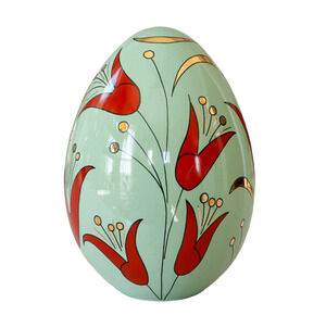 VTG 2001 Arabia Finland Ceramic Egg Inkeri Leivo MCM Scandi Retro Floral Cottage